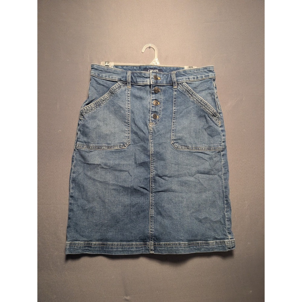 Chaps Mini Skirt Womens 6 Blue Denim Medium Wash Travel Casual Wear Button Fly